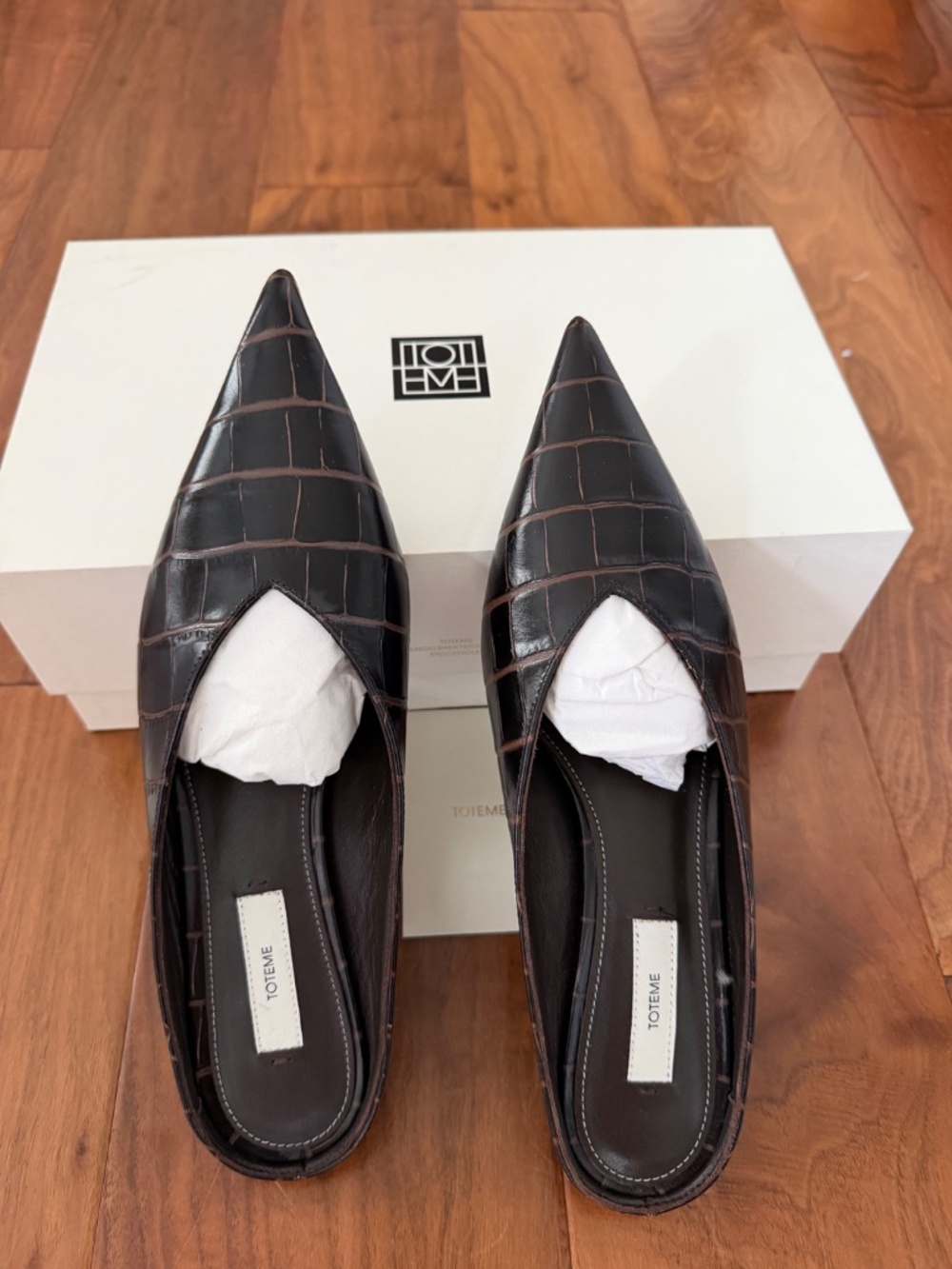 Brand New Toteme Croc Embossed Mules 38